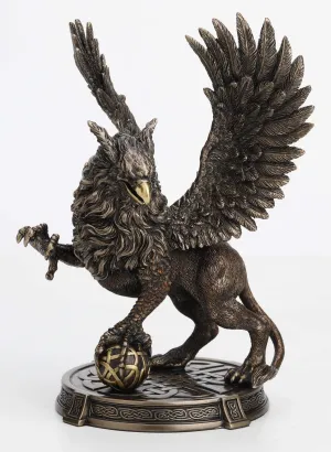 Veronese Design 9 5/8 Inch Legendary Guardian Griffin Celtic Knot Platform Resin Cast Hand Painted Antique Bronze Finish Statue