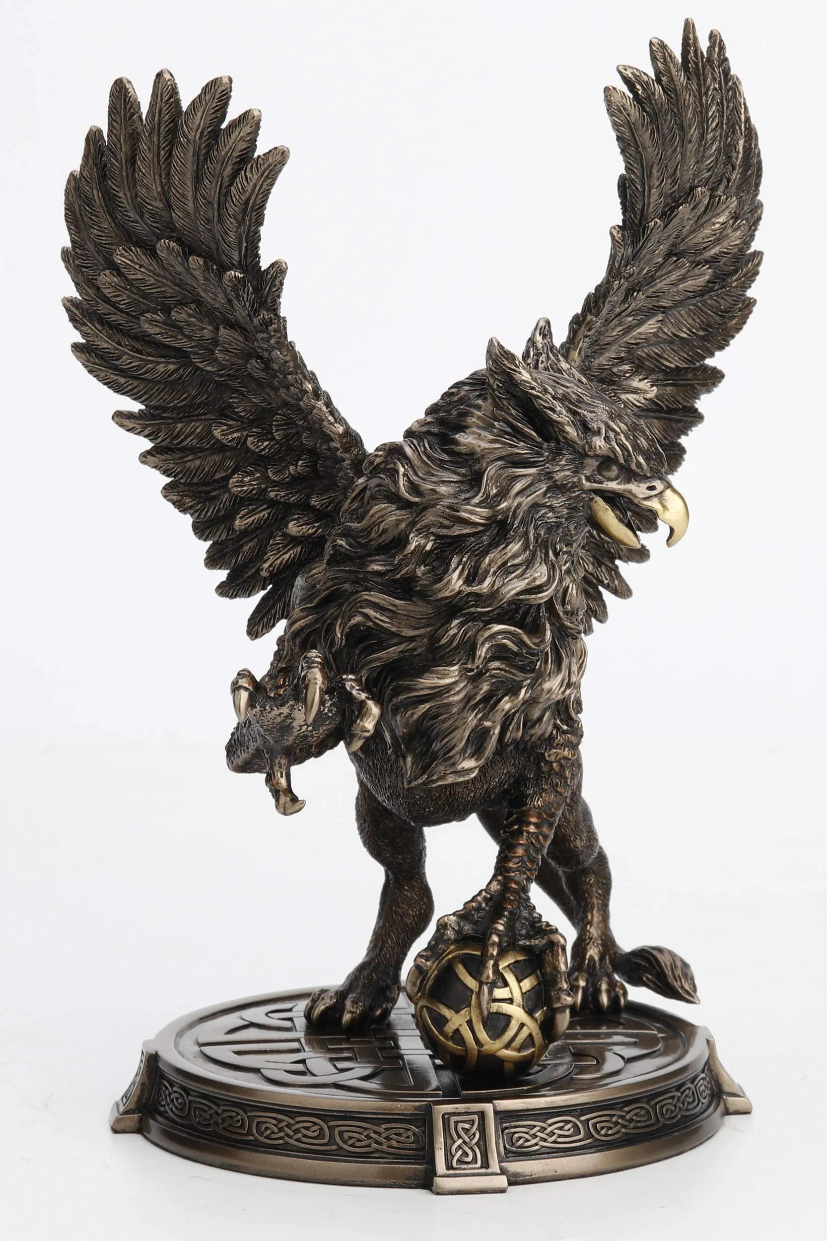 Veronese Design 9 5/8 Inch Legendary Guardian Griffin Celtic Knot Platform Resin Cast Hand Painted Antique Bronze Finish Statue